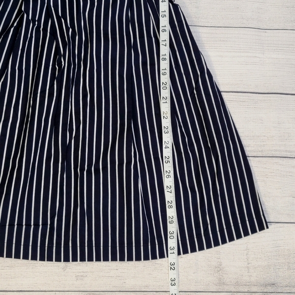 Purple Snow Mini Dress Smocked Blue White Striped Front Tie Sundress Sz M - Picture 7 of 12